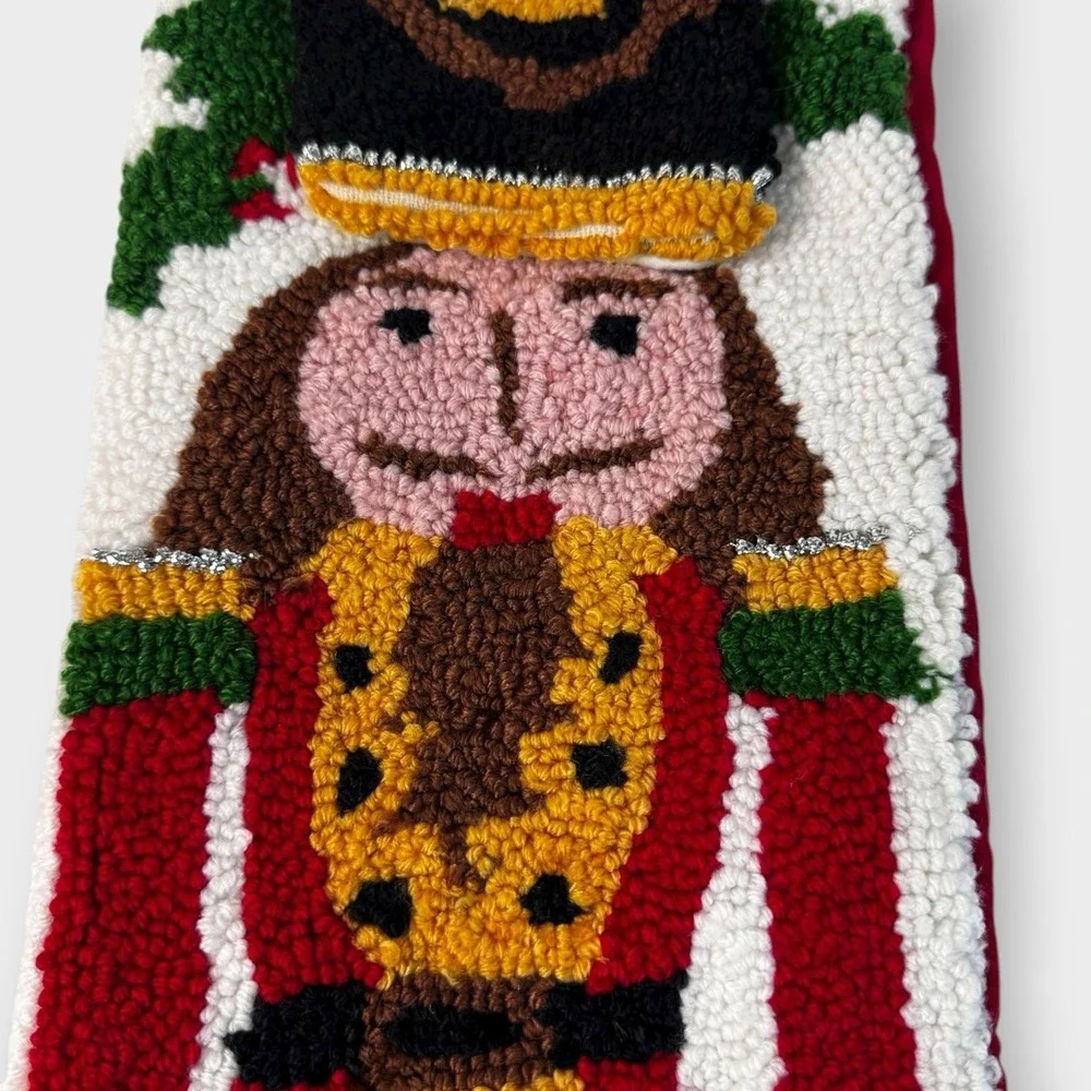 Pier 1‎ Imports Nutcracker Christmas Holiday Stocking Hooked Rug Yarn 3D Hat